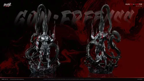 "Zoldyck Studio Adult Gon Freecss Transformation statue. This view emphasizes Gon's ultimate sacrifice, dark power, and dynamic sculptural details."