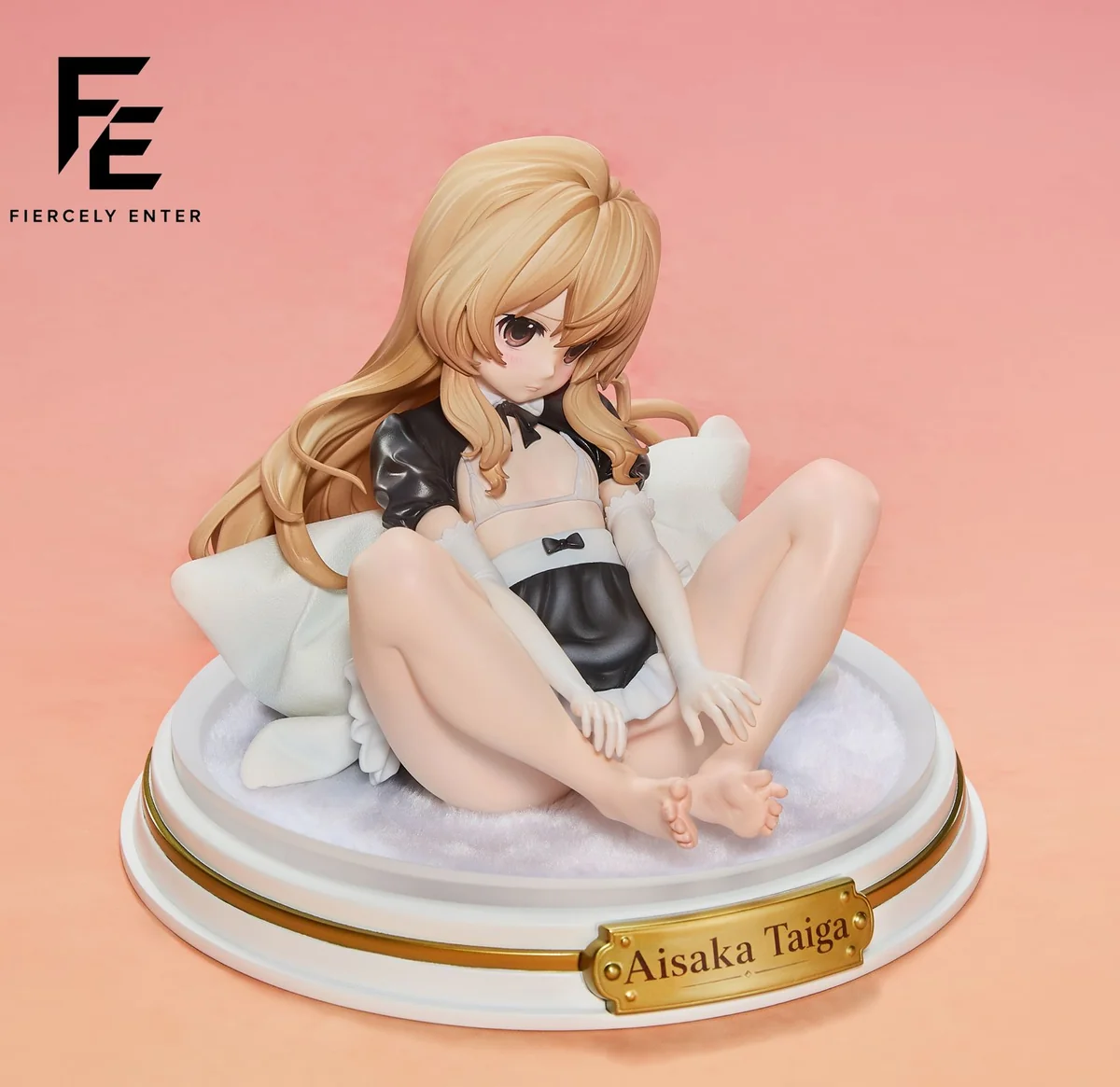 "Detailed gallery of the premium 1/6 Taiga Aisaka Maid LED resin statue. See her luminous maid outfit and playful pose from various angles."