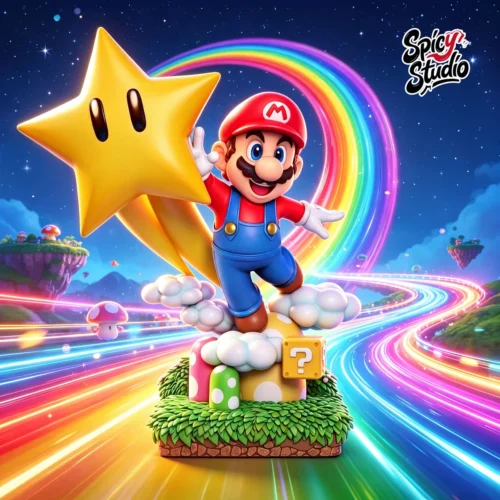 "Exclusive 1/6 & 1/10 Spicy Mario resin statue by Spicy Studio, capturing a dynamic, fiery, and powerful reimagining of Super Mario, a premium collect."