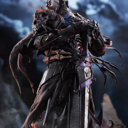 "Imposing 33cm King Hassan Fate/Grand Order POP UP PARADE SP statue, showcasing intricate dark armor and sculpted details from various angles."