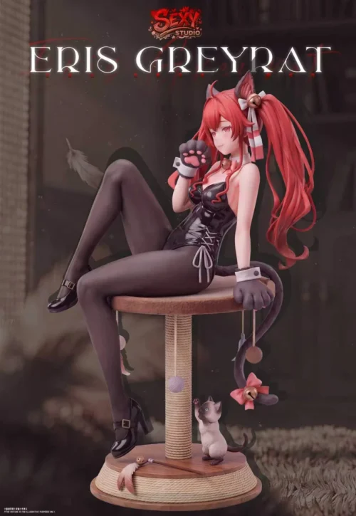 "Limited Edition 1/6 Eris Catgirl Mushoku Tensei statue, showcasing a playful angle of her seductive pose and the intricate sculpted details."
