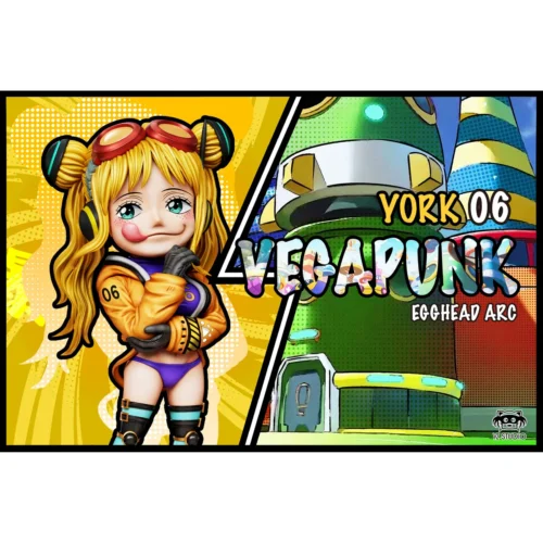 "Premium YZ Studio One Piece Vegapunk York figure, dynamically posed, showcasing her detailed, intellectual, and confident persona."