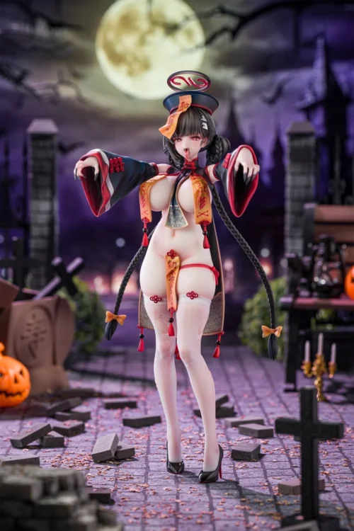 "Exquisite GAK Studio 1/7 Blue Archive Zombie Tsukiyomi Rio resin figure, capturing her dynamic, intricately detailed zombie transformation."