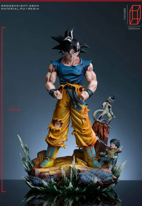 "Enraged Son Goku Dragon Ball figure: limited edition, high-grade resin statue, dynamic battle pose, intense expression, destructive base."
