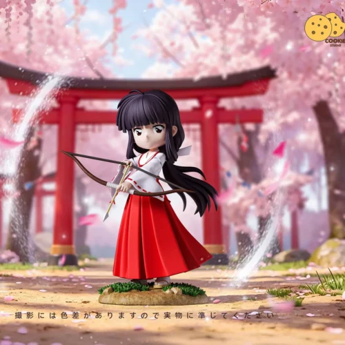 "Limited Edition Inuyasha Kikyo resin statue by Cookie Studio, capturing her dynamic archery pose in iconic miko attire with bow and arrow."