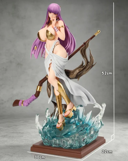 "Exquisite 1/4 Frieren Fern statue. Dynamic mage pose, elegant attire, and powerful aura. Unparalleled craftsmanship on a crystal base."