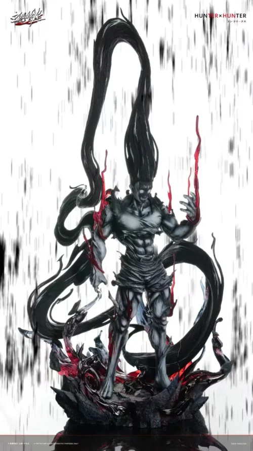 "Iconic Adult Gon Freecss Transformation Hunter x Hunter statue, dynamically posed with dark power and destructive force, capturing his ultimate."
