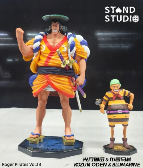 "Limited Edition POP Scale Kozuki Oden & Blue Marlin One Piece resin statue. Dynamic pose of Oden with the majestic Blue Marlin. Premium anime collect."