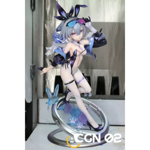"Exquisite 1/7 Silver Wolf & Sparkle bunny girl Honkai Star Rail resin statue. Ultra-limited edition collectible, showcasing dynamic poses."