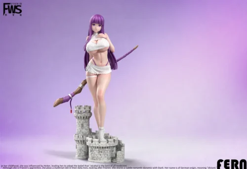 "Exclusive 1/6 scale Frieren Fern figure resin statue, featuring the elegant mage casting a spell with detailed robes and ethereal magic effects."