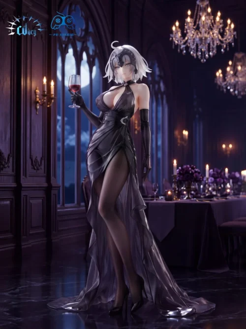 "FGO Jalter 1/6 scale statue in a sophisticated dark evening gown, exuding fierce elegance with exquisite full PU detail."