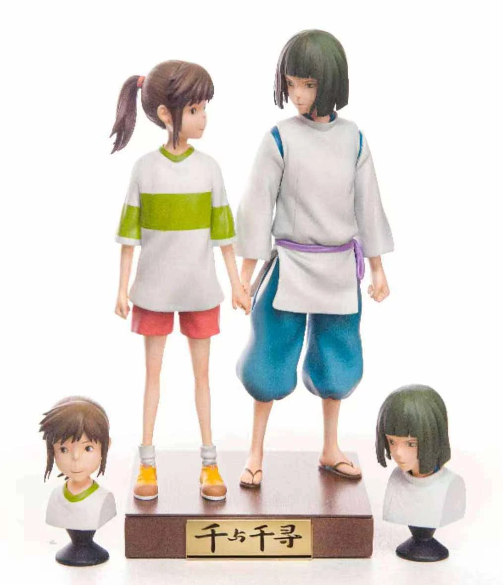 "Gallery views of the limited edition Chihiro & Haku Spirited Away figure, showcasing intricate sculpting, dynamic magnetic posing, and the iconic."
