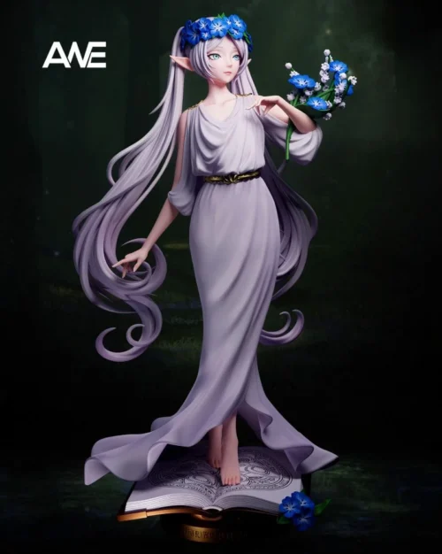 "Frieren: Beyond Journey's End ANE Studio premium resin statue in a dynamic spellcasting pose with ethereal magic and intricate details."