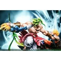 "Detailed views of the 1/6 & 1/4 Dragon Ball Broly VS Goku Vegeta resin statue by YiShou Studio. Limited edition, powerful Saiyan battle scene."
