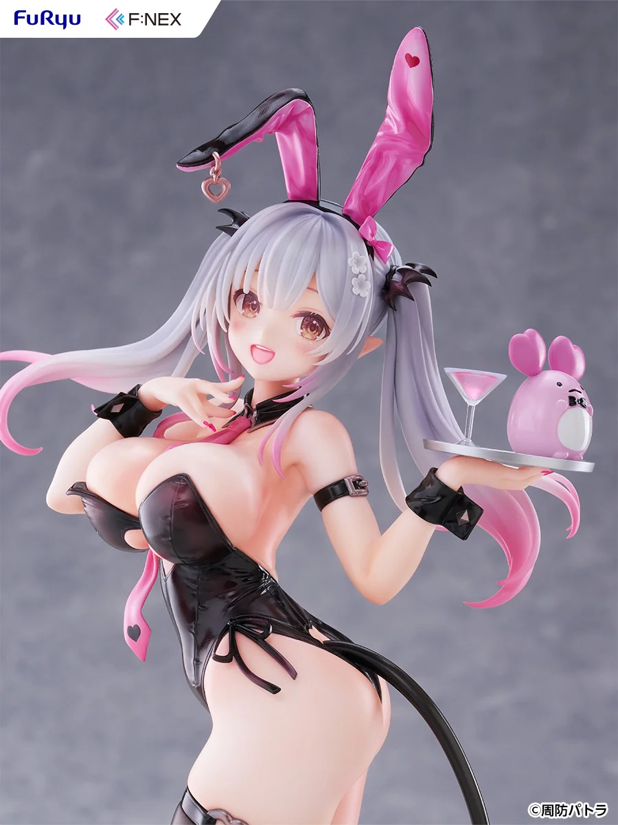 "Official 1/6 Suou Patra Bunny Girl figure by F:NEX, showcasing dynamic pose, intricate sculpted details, and vibrant personality from multiple angles."