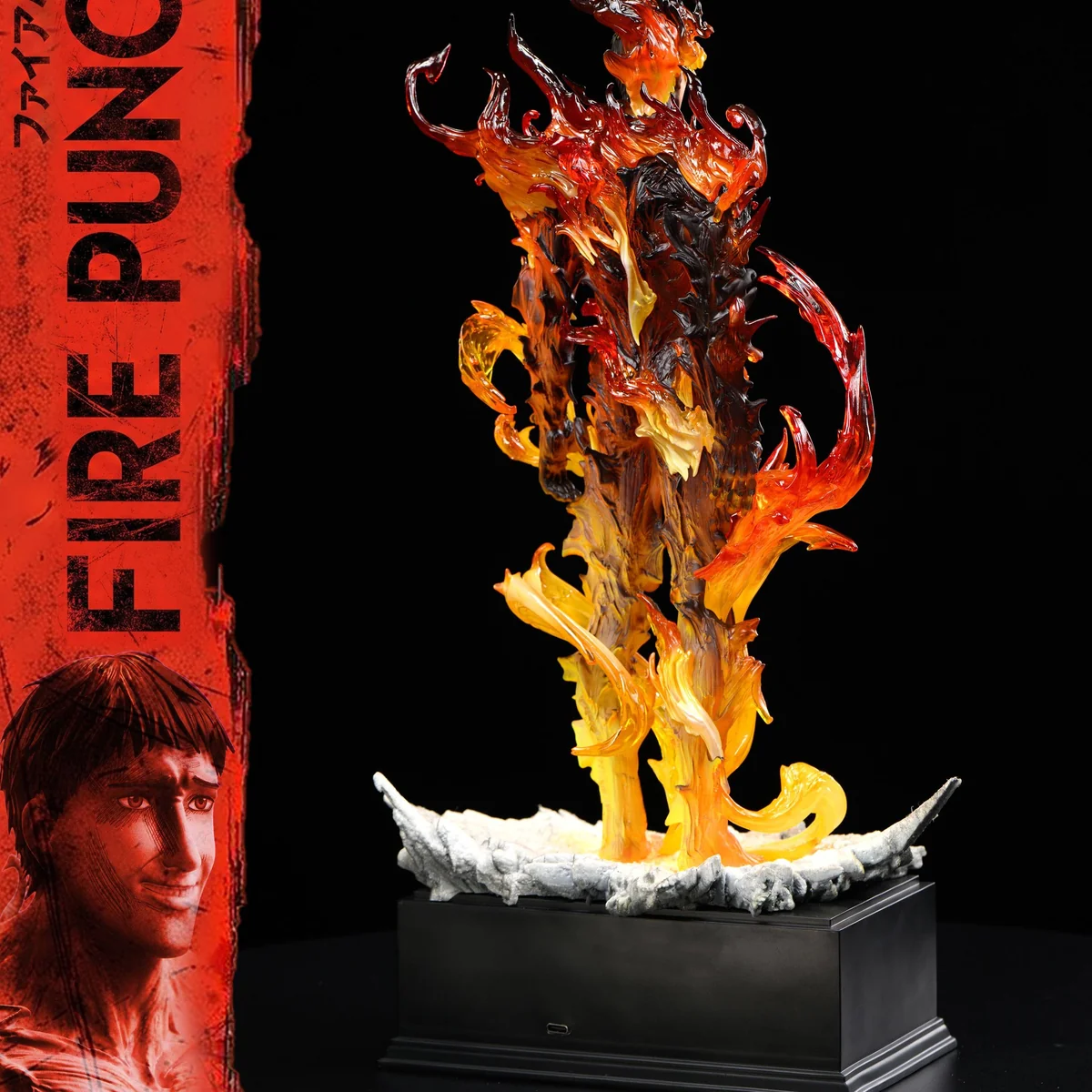 "Fire Punch Agni 1/6 & 1/4 scale resin statue by BiteForce Studio. Features luminous transparent body with remote LED lighting and intricate flame."