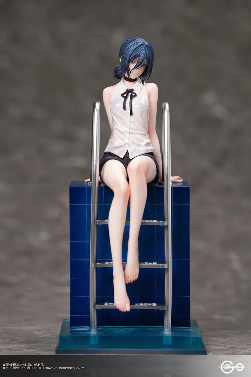 "Gallery of the limited 1/6 Chainsaw Man Reze statue. Features dynamic wet-look, sculpt details, and illuminated LED base from HeRa Studio."