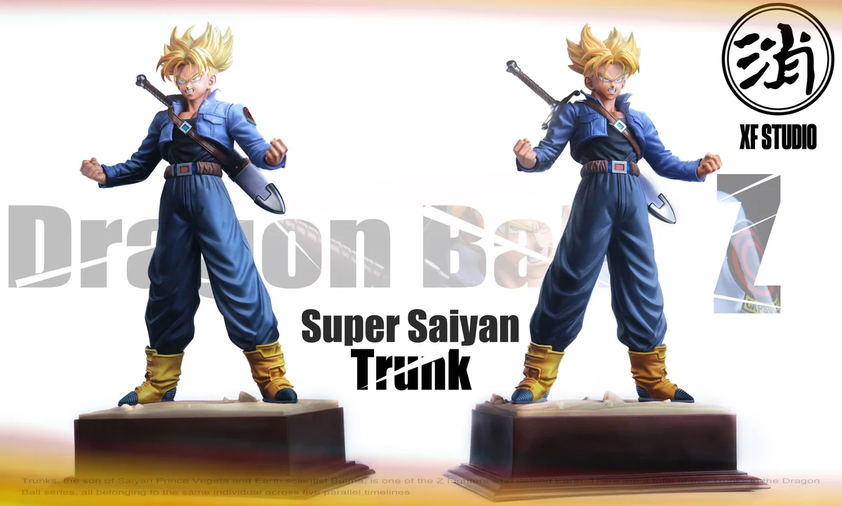 "Premium Limited Edition 1/6 & 1/4 Super Saiyan Trunks Dragon Ball statue by XF STUDIO, showcasing dynamic action and intricate sculpted details."