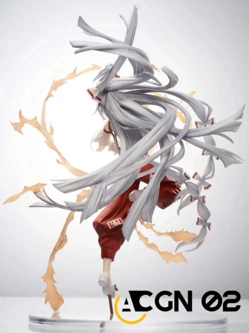 "Ultra-limited 1/7 Fujiwara Mokou Touhou Project hand-painted resin figure, showcasing dynamic fiery aura, intricate details, and immortal phoenix the."