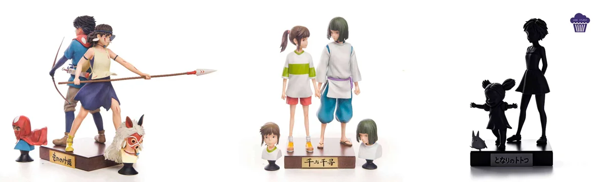 "Limited edition Chihiro & Haku Spirited Away Resin Statue, Cake-Studio. Dynamic magnetic posing and intricate sculpting of iconic Ghibli duo."