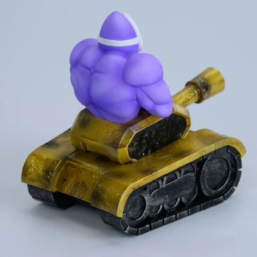 "Detailed side view of the limited edition Tank Beat Up Kids Kuang Bian Xiao Peng You resin statue, showcasing its playful cartoonish style."