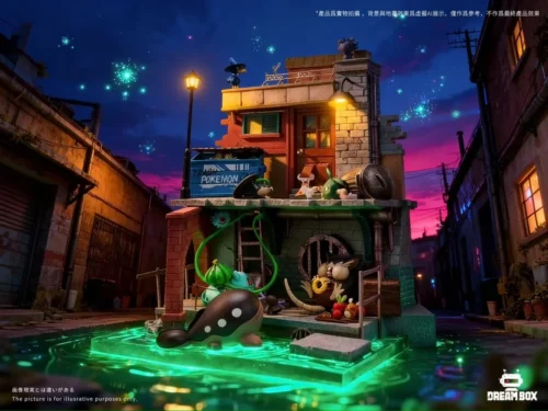 "Exquisitely detailed 1/20 City Back Kitchen Pokémon Diorama. Premium resin statue with beloved Pokémon in a vibrant, LED-lit kitchen scene."