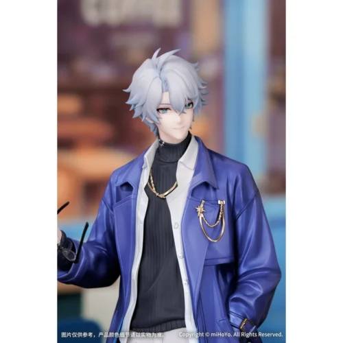 "Official Myethos Honkai: Star Rail Gift+ White E 1/8 scale figure. Dynamic pose, futuristic conductor uniform, and intricate details from multiple."