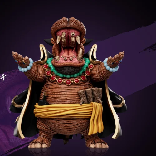 "Playful Blackbeard the Hippo One Piece collectible statue by YZ Studio, uniquely depicting the villain as a cute hippo on a vibrant base."