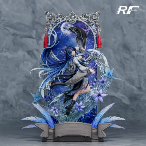 "Premium 1/6 Wuthering Waves Yangyang resin statue by RF-studio, dynamically posed with ethereal wind effects, a limited edition collectible."
