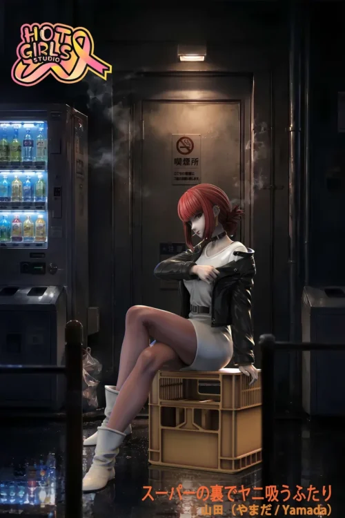 "Premium 1/4 scale Miss Yamada Smoking original statue by Hotgirls Studio, an ultra-limited, high-detail collectible capturing an alluring urban scene."