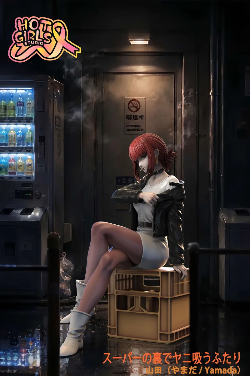 "Premium 1/4 scale Miss Yamada Smoking original statue by Hotgirls Studio, an ultra-limited, high-detail collectible capturing an alluring urban scene."