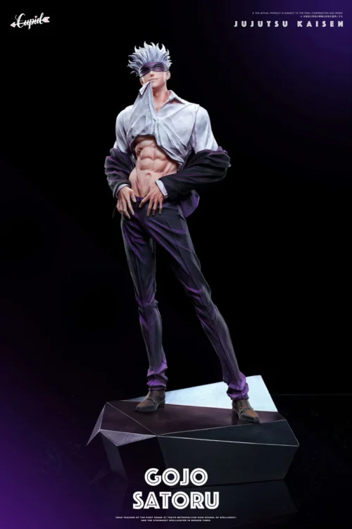 "Dynamic Gojo Satoru Jujutsu Kaisen statue in a powerful action pose, highlighting his iconic modern strongest sorcerer presence."