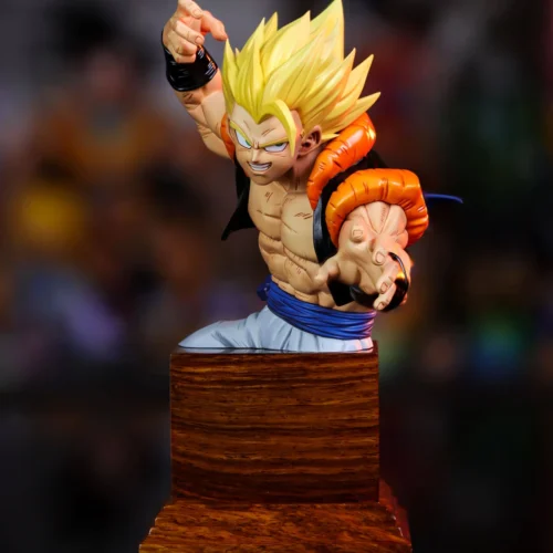 "Limited Edition Jackie Studio Dragon Ball Gogeta & Vegito fusion statue. Dynamic poses, vibrant energy, and detailed sculpture from multiple angles."