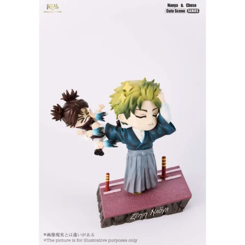 "Dynamic limited edition Jujutsu Kaisen Naoya Zenin vs Choso Q-figure showing intricate sculpted details and various playful action angles."