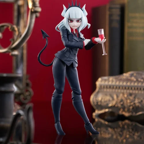 "Sleek, highly articulated Helltaker Lucifer figma showcasing the iconic Queen of Hell with premium detail and signature accessories."