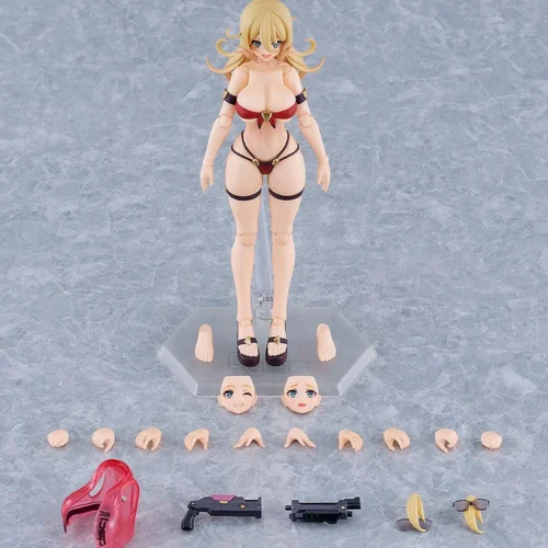 "Dynamic main image of the movable Veronica figma figure in her Sweetheart Swimsuit, ready for versatile, playful summer beach poses. Highly articulat."