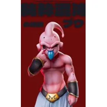 "APM Studio Dragon Ball Z Kid Buu Tongue Out statue. Dynamic pose, vibrant colors, high-grade PU, interchangeable tongues from multiple angles."