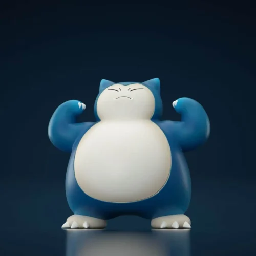 "Premium 1/20 Snorlax Pokémon statue by MXS Studio, showcasing both iconic color variations and intricate sculpted details from multiple dynamic angle."