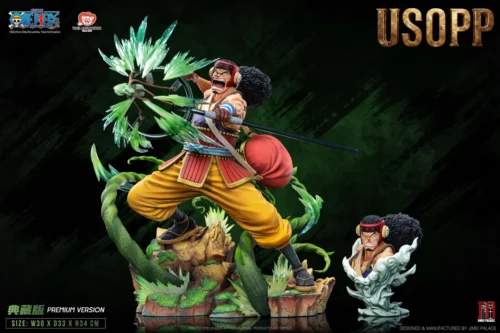 "Dynamic main image of the officially licensed, premium 1/6 One Piece Usopp statue, capturing his iconic sharpshooter pose with vibrant detail."
