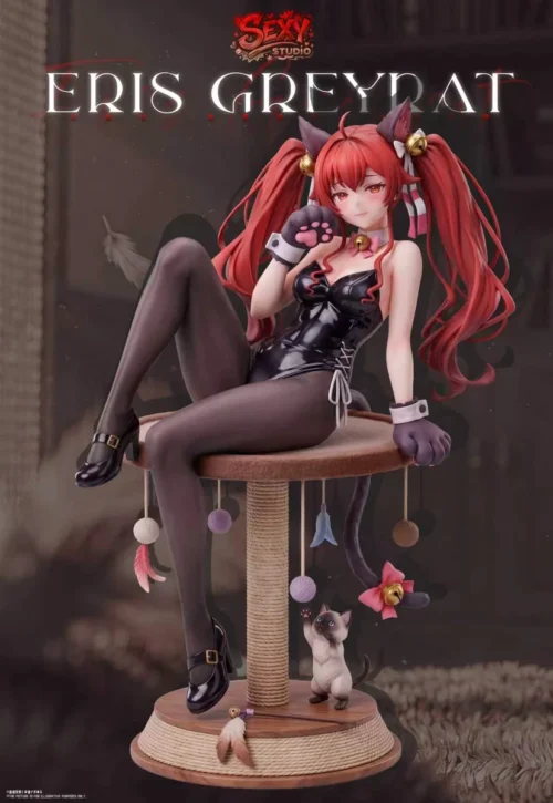 "Dynamic 1/6 Eris Catgirl ver. Mushoku Tensei statue, a limited edition collectible showing Eris in a playful, seductive pose."