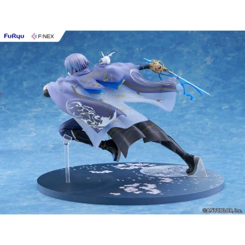 "Exquisite F:NEX 1/7 Nijisanji Rou Koyanagi figure, detailed view of dynamic pose, intricate sculpting, and wolf-like charm."