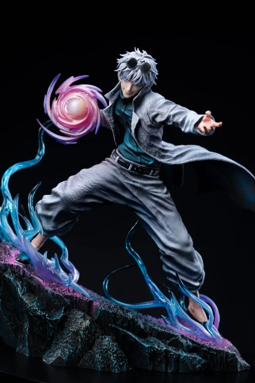 "Limited Edition 1/6 Gojo Satoru Jujutsu Kaisen statue by 777 Studio, showcasing his powerful, dynamic pose as he unleashes cursed energy."