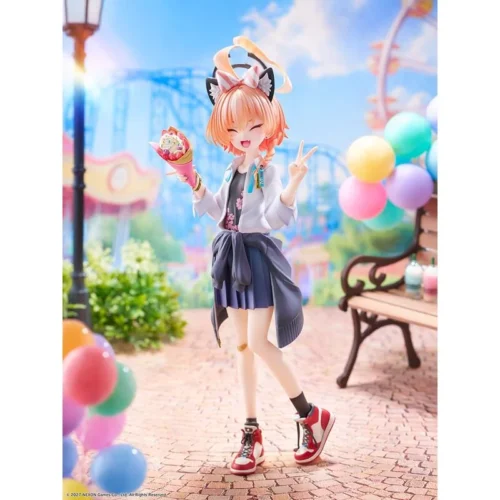 "Vibrant Nonomi Blue Archive figure from WINGS inc., dynamically posed in her iconic Memory Lobby uniform, radiating cheer."