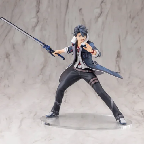 "Exquisite Van Arkride Kotobukiya statue in a dynamic pose, capturing his cool demeanor and intricate JRPG design from Kuro no Kiseki."