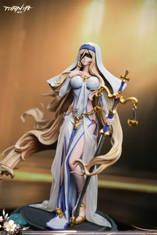 "Goblin Slayer Sword Maiden statue. Majestic, detailed main image showcasing her divine protection and heroic presence. A premium, limited edition."