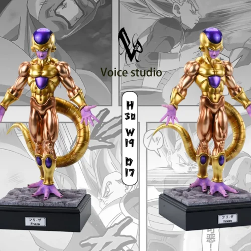 "Limited Edition 1/6 scale Golden Frieza Dragon Ball Z statue by Voice Studio, capturing his ultimate power and menacing presence dynamically."