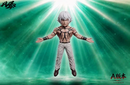 "Premium KOF '97 Orochi WCF collectible figure by Storm Studio, showcasing dynamic pose, divine power, and intricate sculpt details from multiple."