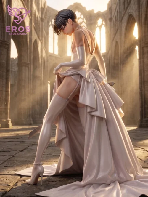 "Exclusive 1/6 Bride Levi Ackerman Attack on Titan statue by Eros Studio, an artistic and whimsical limited edition figure."