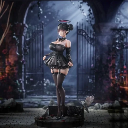 "Limited Edition 1/6 Tsurugi Rion Blue Archive resin statue, exquisitely detailed, showcasing her elegant, dynamic pose in iconic uniform."