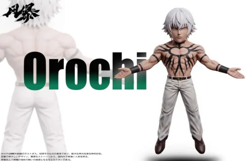 "Premium Storm Studio KOF '97 Orochi WCF figure, dynamically posed, showcasing his divine power and iconic presence."